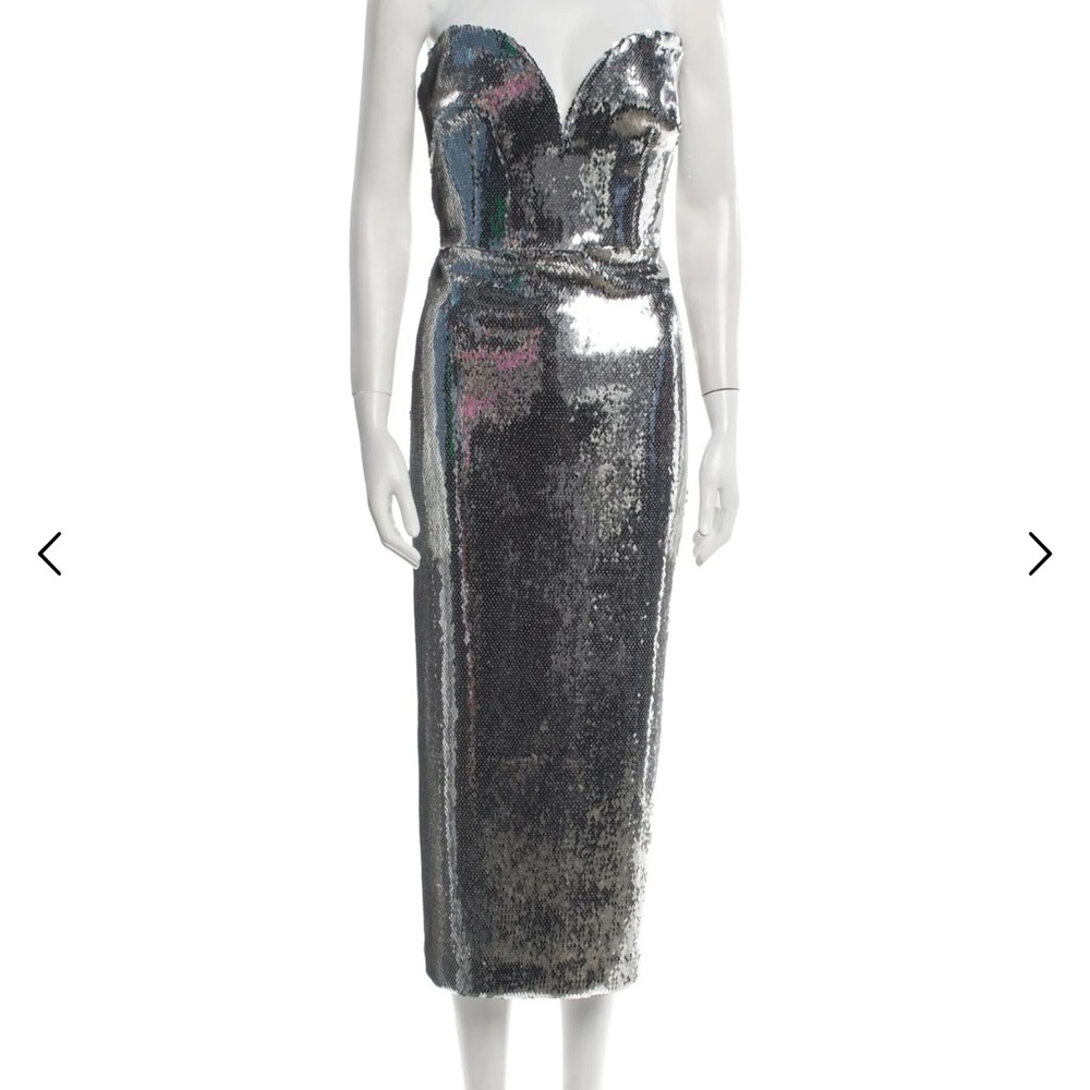 Alex Perry Silver Sequin Strapless Dress
